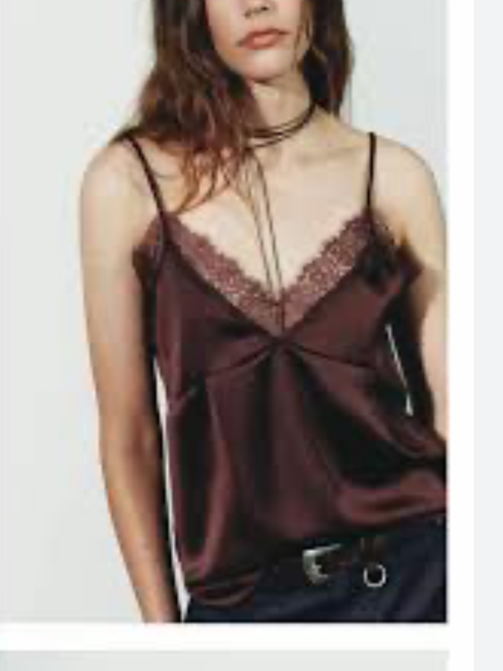 Zara Chocolate Brown Satin Lace Camisole
